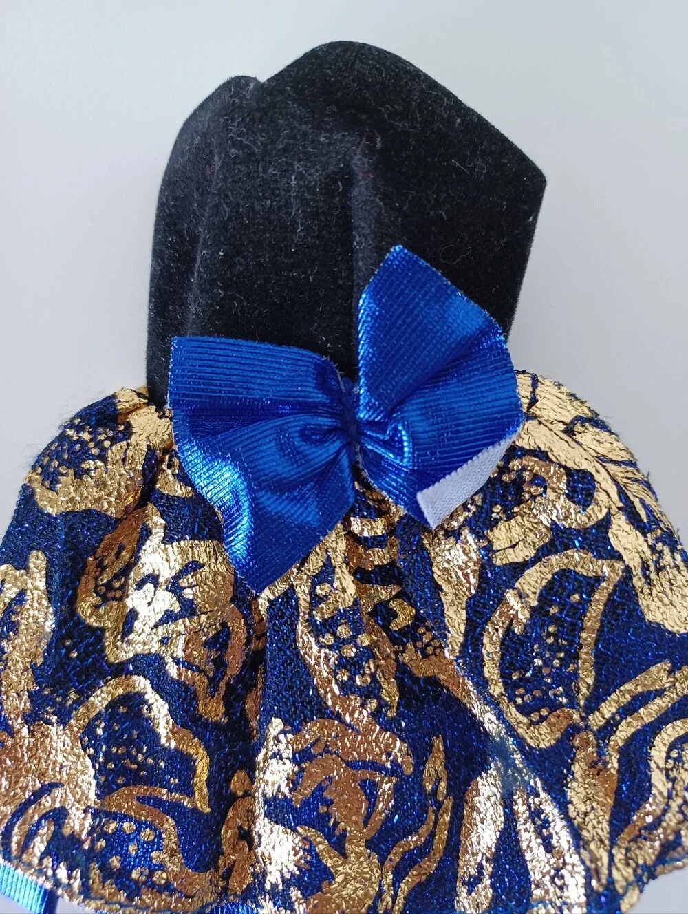 Vintage Barbie Fashion Doll Black Velvet Blue Gold Short Dress Toy‎ Collectible